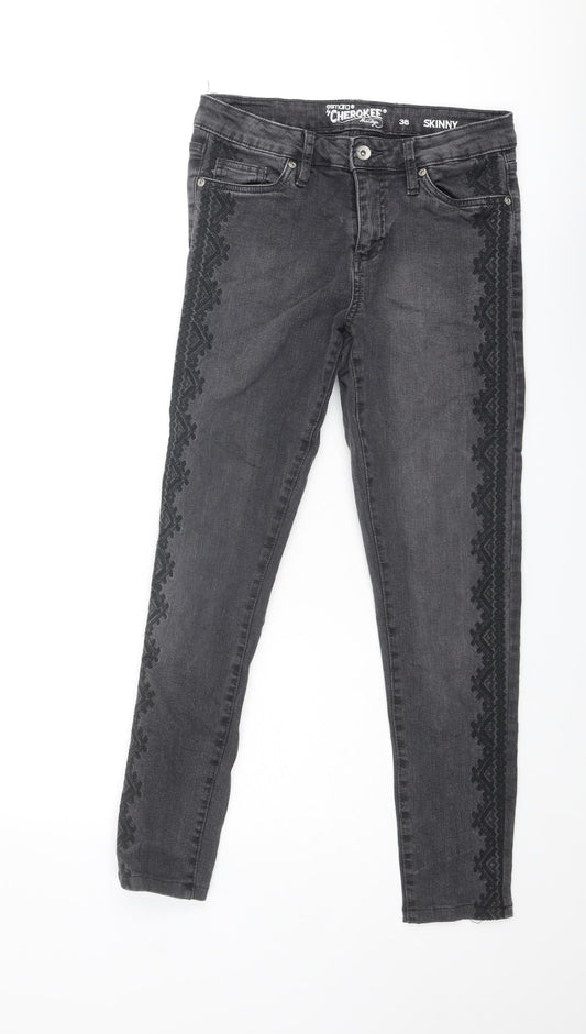 Cherokee Womens Grey Cotton Skinny Jeans Size 10 Regular Zip