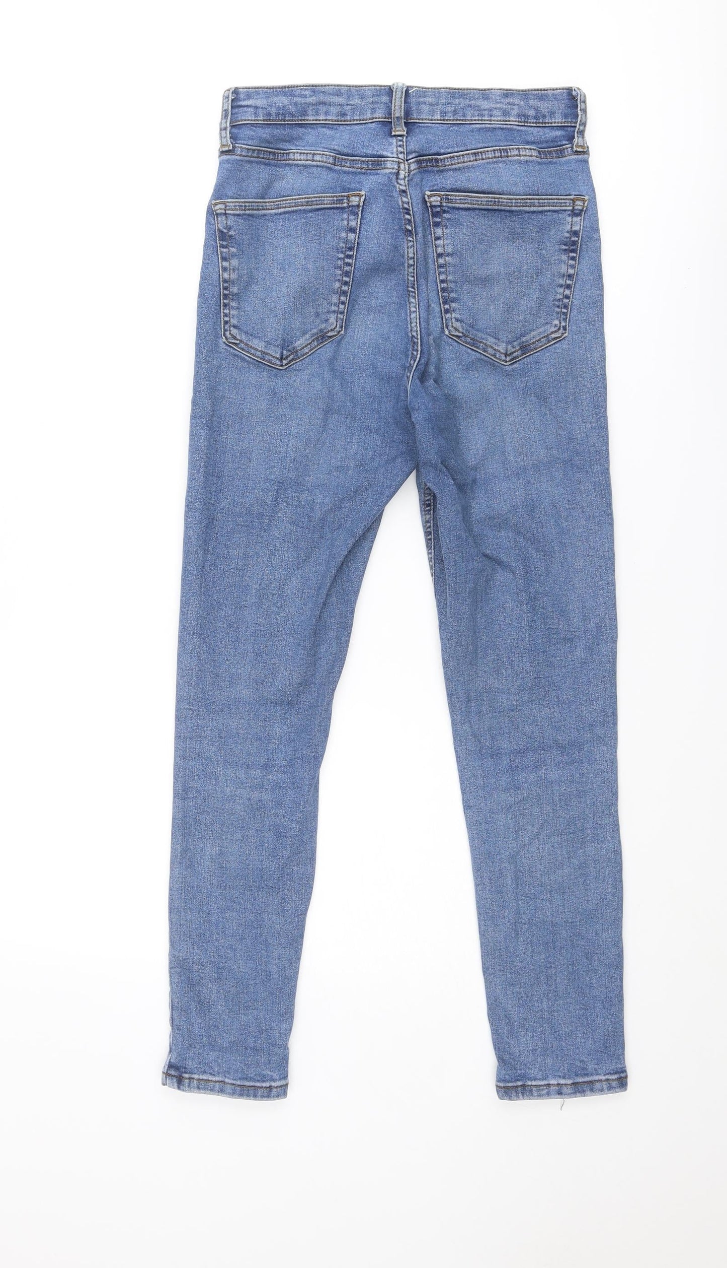Topshop Womens Blue Cotton Skinny Jeans Size 28 in Regular Zip