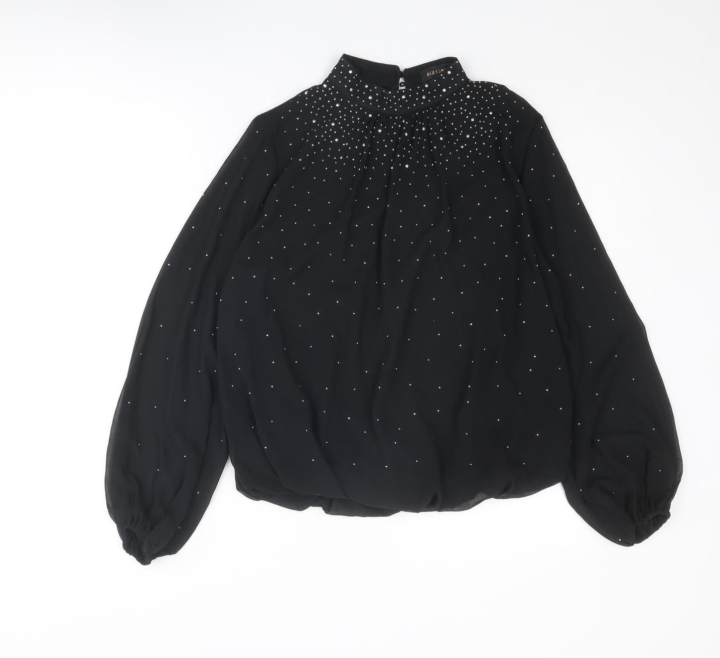 Womens UK Size M QED London Black Basic Blouse