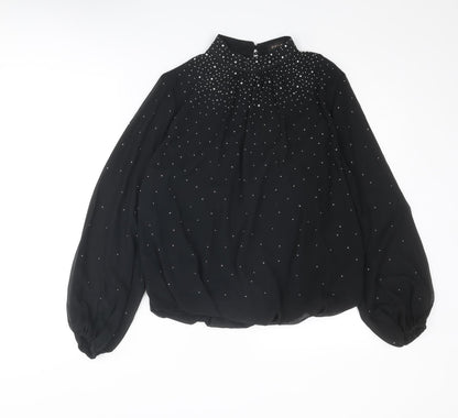 Womens UK Size M QED London Black Basic Blouse