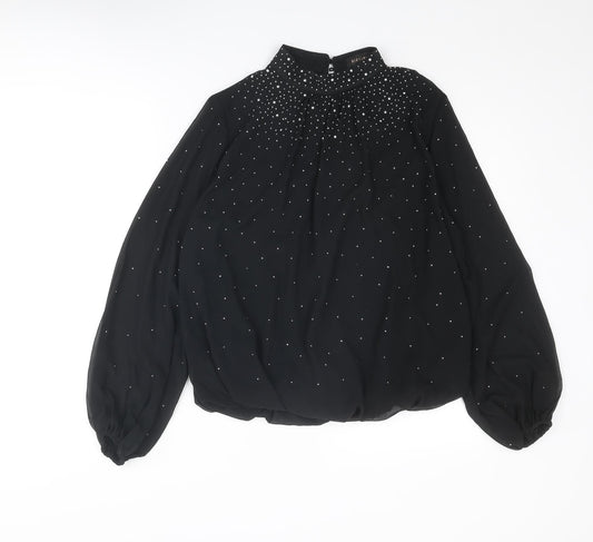 Womens UK Size M QED London Black Basic Blouse