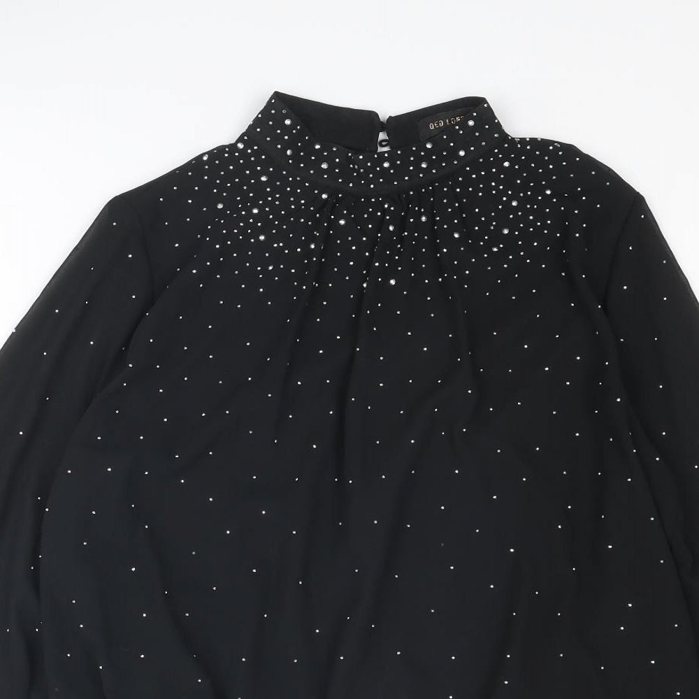 Womens UK Size M QED London Black Basic Blouse