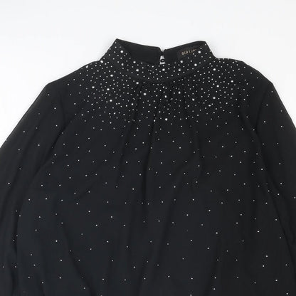 Womens UK Size M QED London Black Basic Blouse