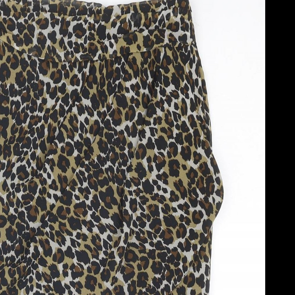 Mango Womens Multicoloured Animal Print Polyester A-Line Skirt Size 8 Zip - Leopard pattern