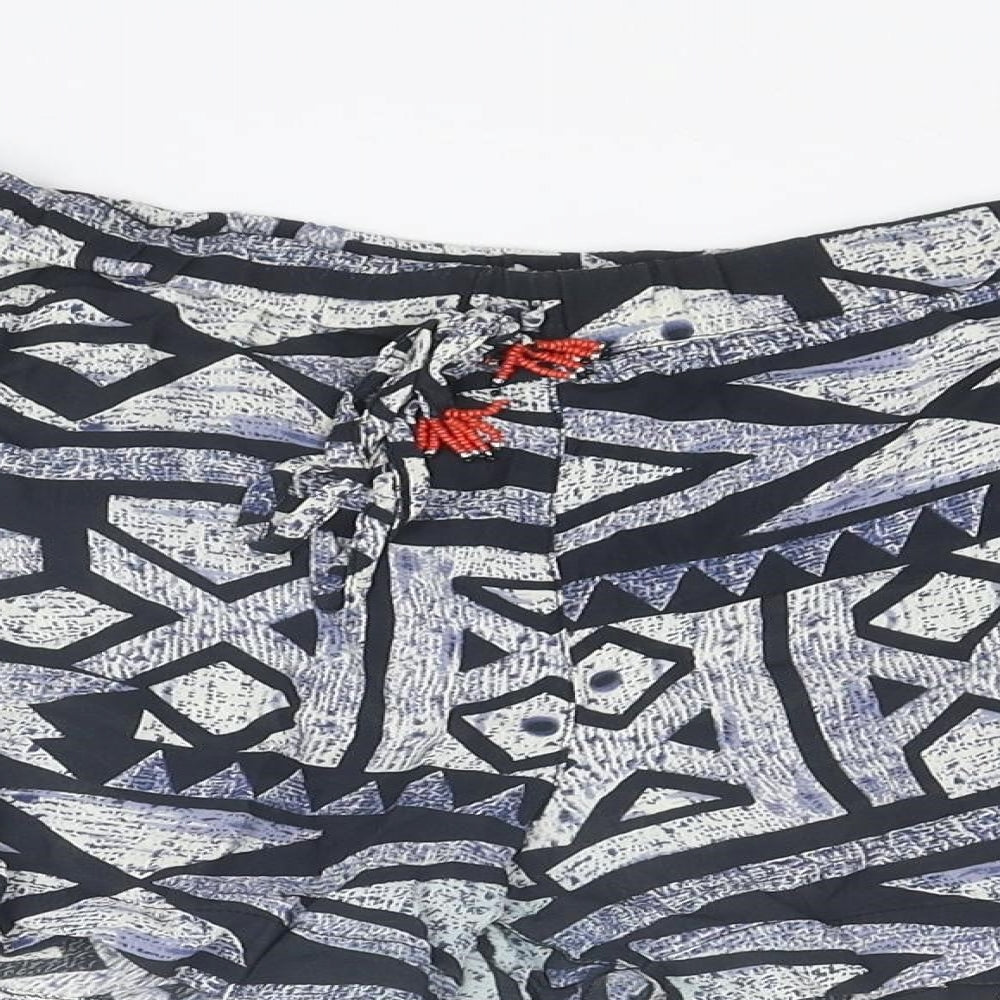 River Island Womens Multicoloured Geometric Viscose Basic Shorts Size 10 Regular Drawstring