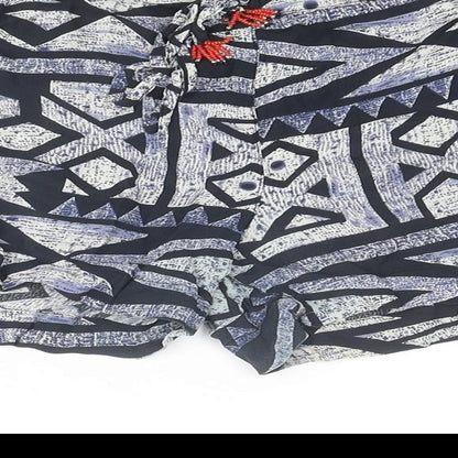 River Island Womens Multicoloured Geometric Viscose Basic Shorts Size 10 Regular Drawstring