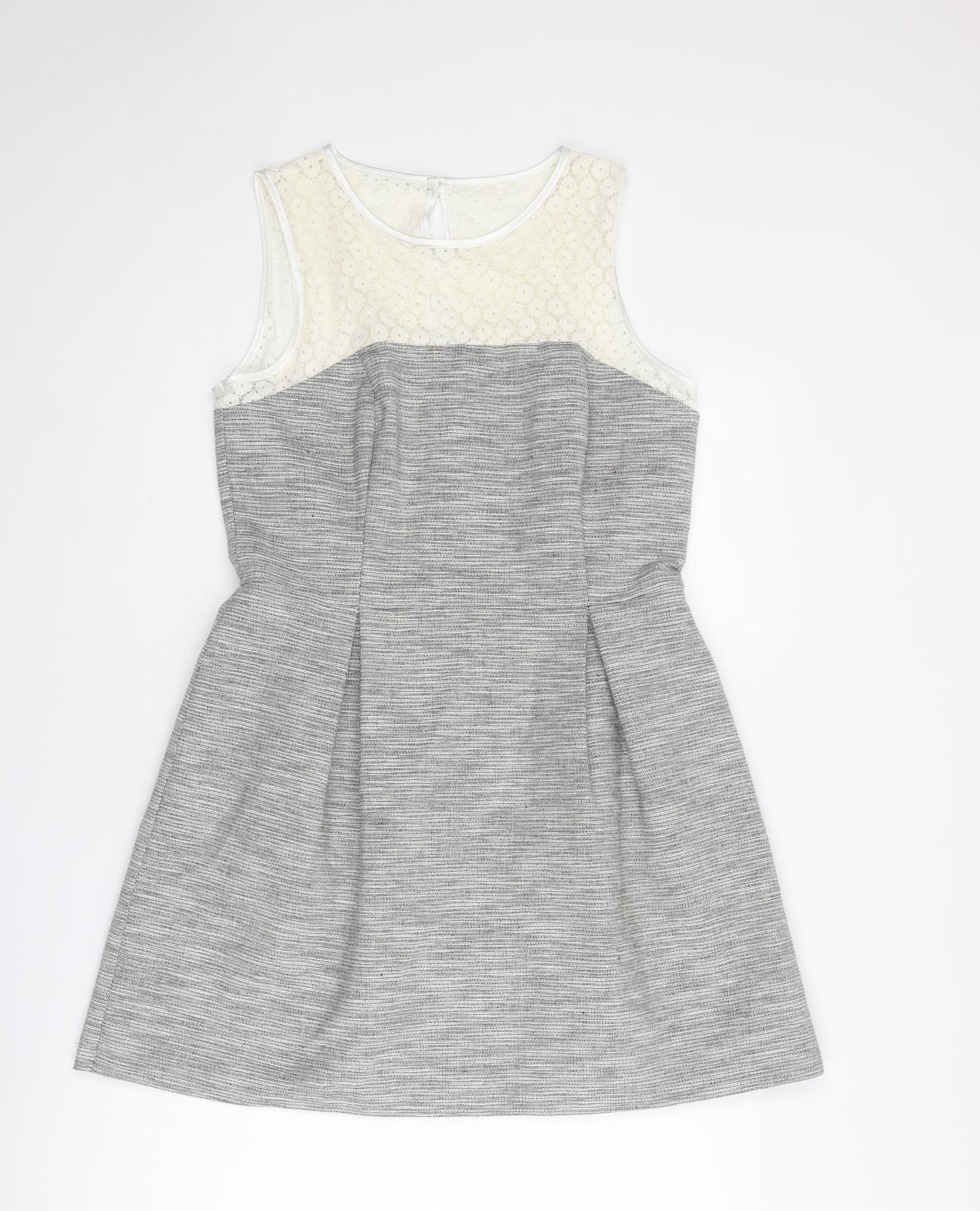 Dorothy Perkins Womens Grey Colourblock Cotton Shift Size 14 Round Neck Zip