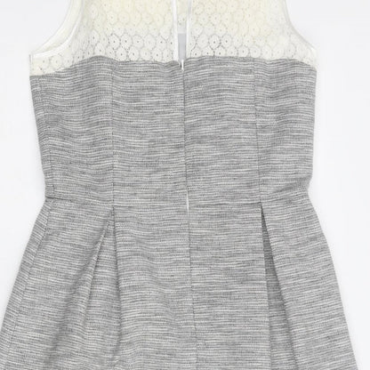 Dorothy Perkins Womens Grey Colourblock Cotton Shift Size 14 Round Neck Zip