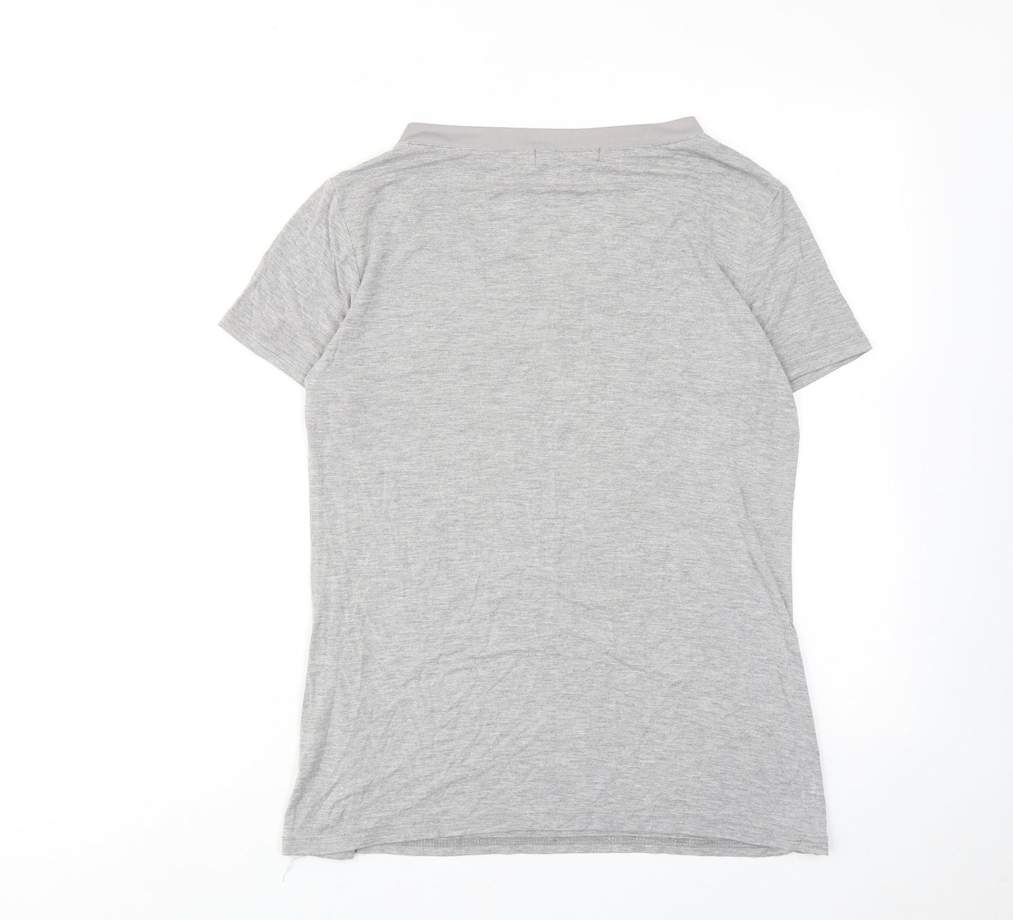 Womens UK Size S Fashion Grey Basic T-Shirt