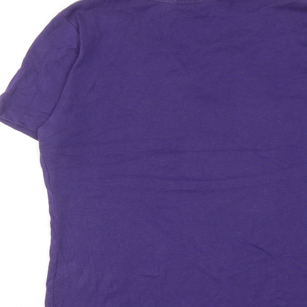 Bonmarché Womens Purple Cotton Basic T-Shirt Size 10 V-Neck
