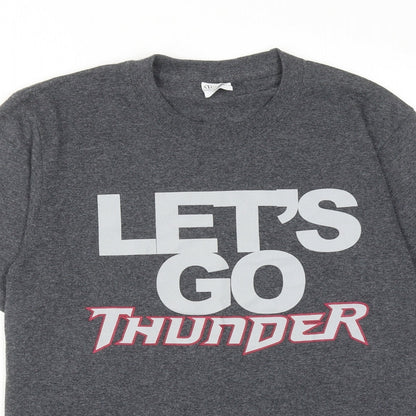 ATC Mens Grey Cotton T-Shirt Size S Round Neck - Let's Go Thunder