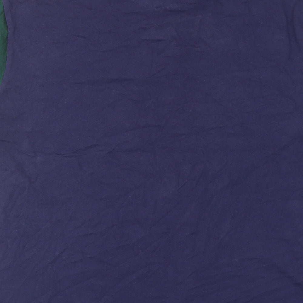 Red Herring Mens Blue Colourblock Cotton Polo Size L Collared Button