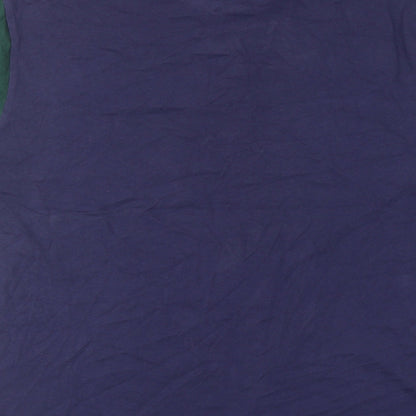 Red Herring Mens Blue Colourblock Cotton Polo Size L Collared Button