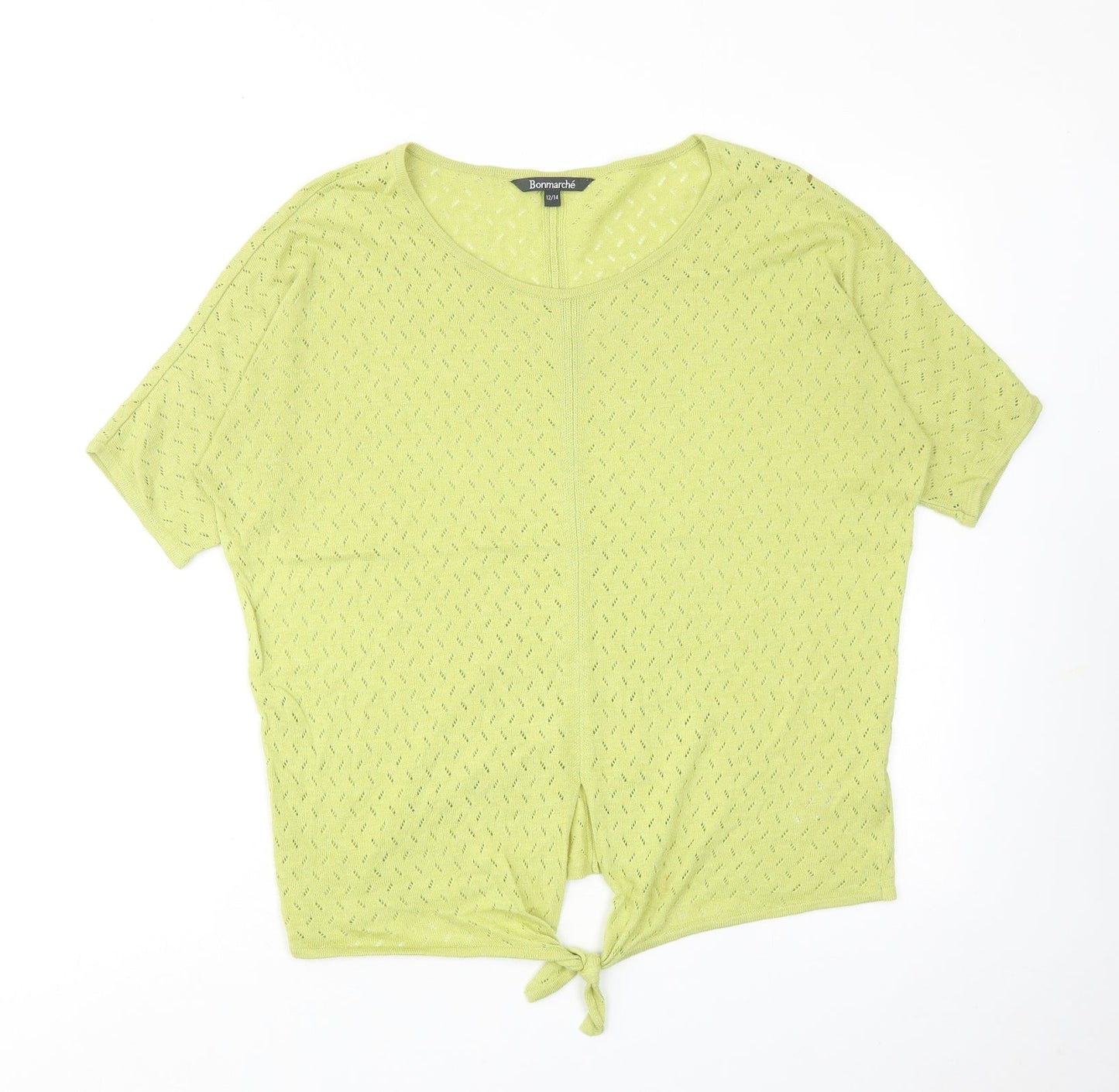 Bonmarché Womens Green Nylon Basic Blouse Size 12 Round Neck