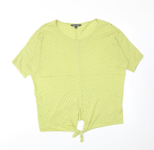 Bonmarché Womens Green Nylon Basic Blouse Size 12 Round Neck
