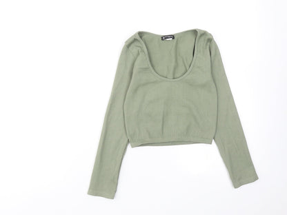 Womens UK Size XS Zara Green Cropped T-Shirt