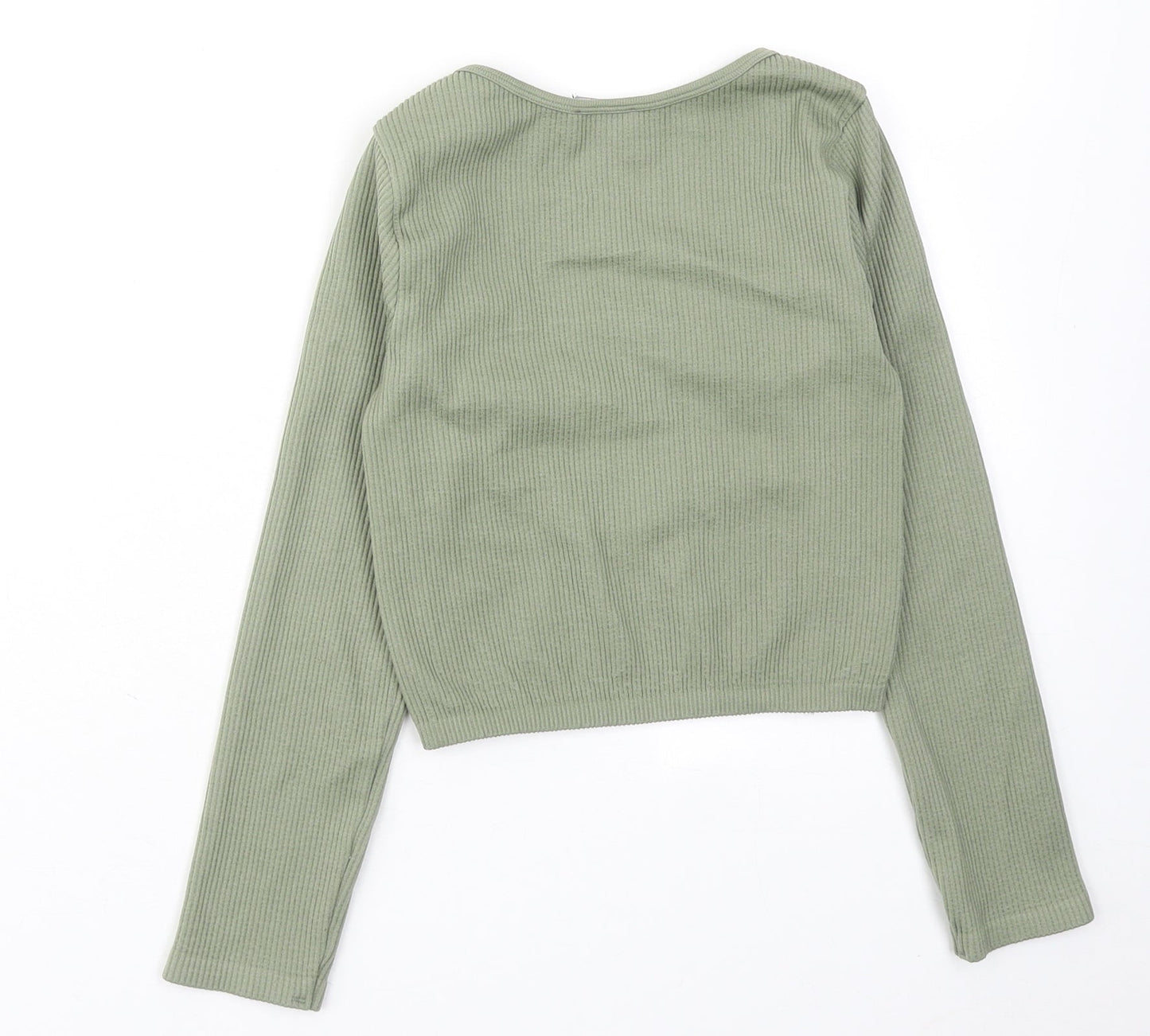 Womens UK Size XS Zara Green Cropped T-Shirt