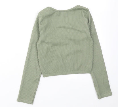 Womens UK Size XS Zara Green Cropped T-Shirt
