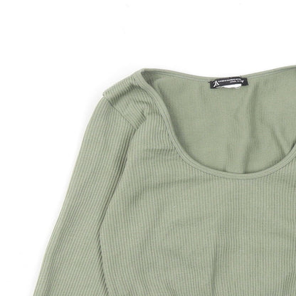 Womens UK Size XS Zara Green Cropped T-Shirt