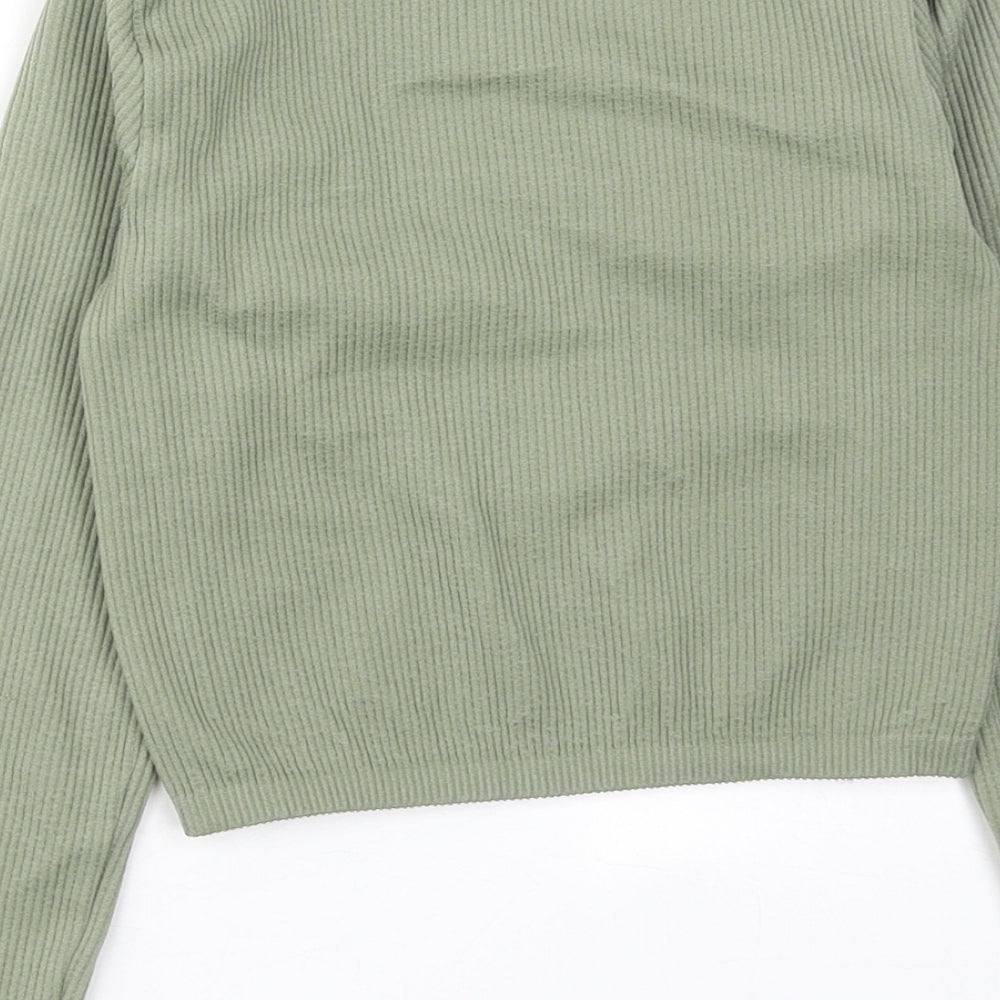 Womens UK Size XS Zara Green Cropped T-Shirt