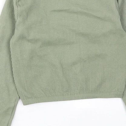 Womens UK Size XS Zara Green Cropped T-Shirt