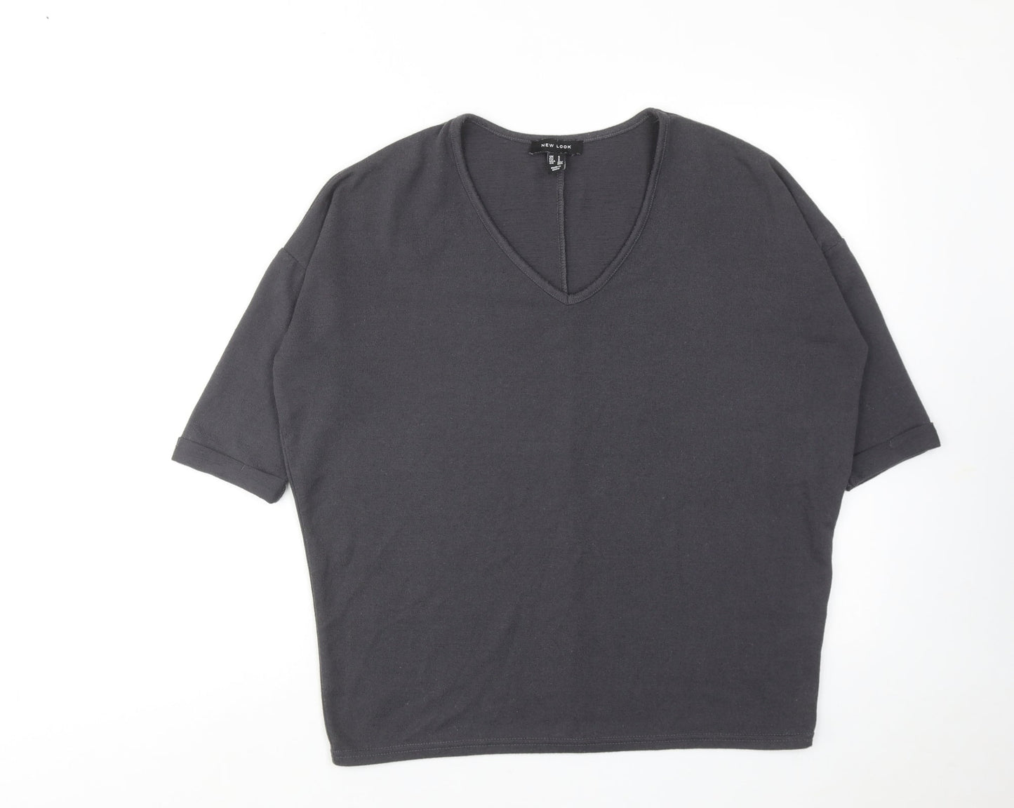 Womens UK Size S New Look Grey Basic Blouse