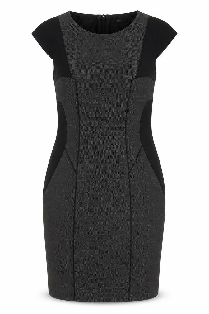 Marks and Spencer Womens Grey Colourblock Polyester Shift Size 10 Round Neck Zip
