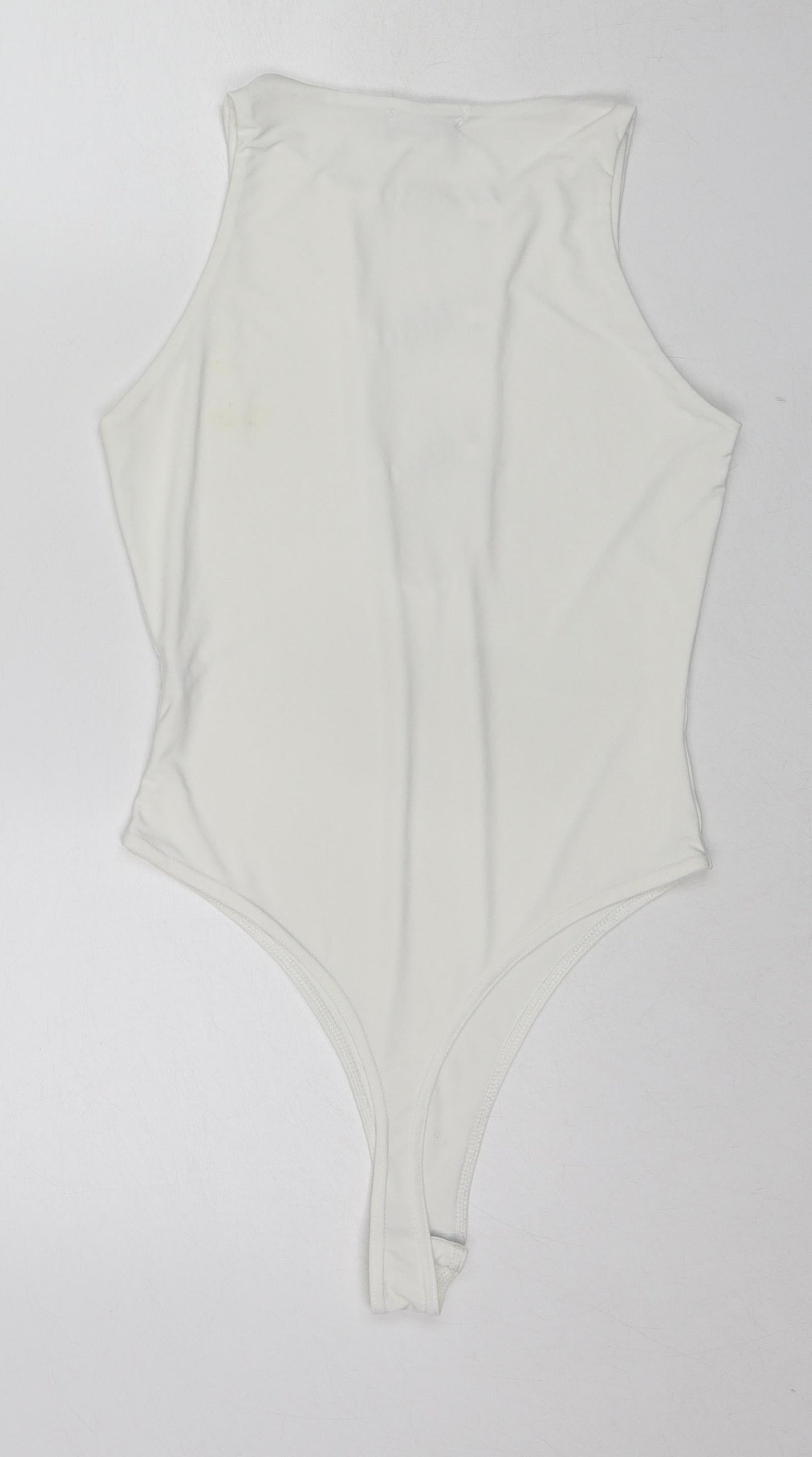 PRETTYLITTLETHING Womens White Polyester Bodysuit One-Piece Size 10 Pullover