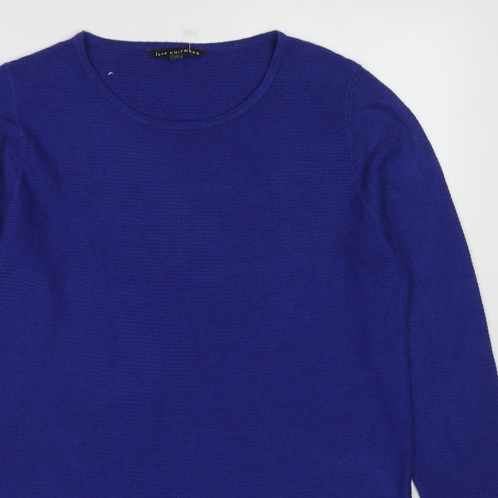 Love Knitwear Womens Blue Round Neck Polyester Pullover Jumper Size 14