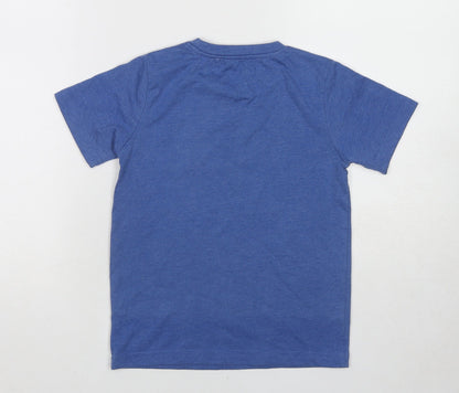 Lost Stock Boys Blue Cotton Basic T-Shirt Size 5-6 Years Round Neck Pullover