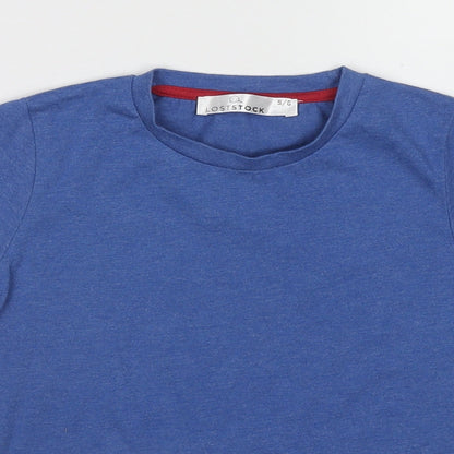 Lost Stock Boys Blue Cotton Basic T-Shirt Size 5-6 Years Round Neck Pullover