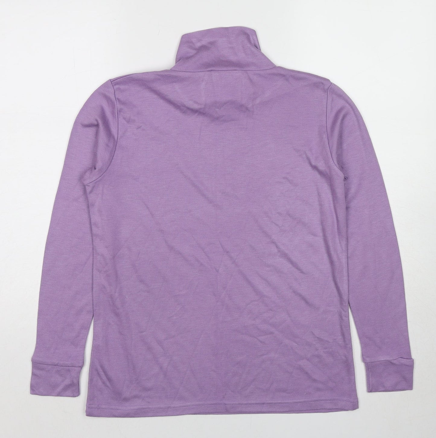 Afibel Womens Purple Acrylic Basic T-Shirt Size 14 Mock Neck
