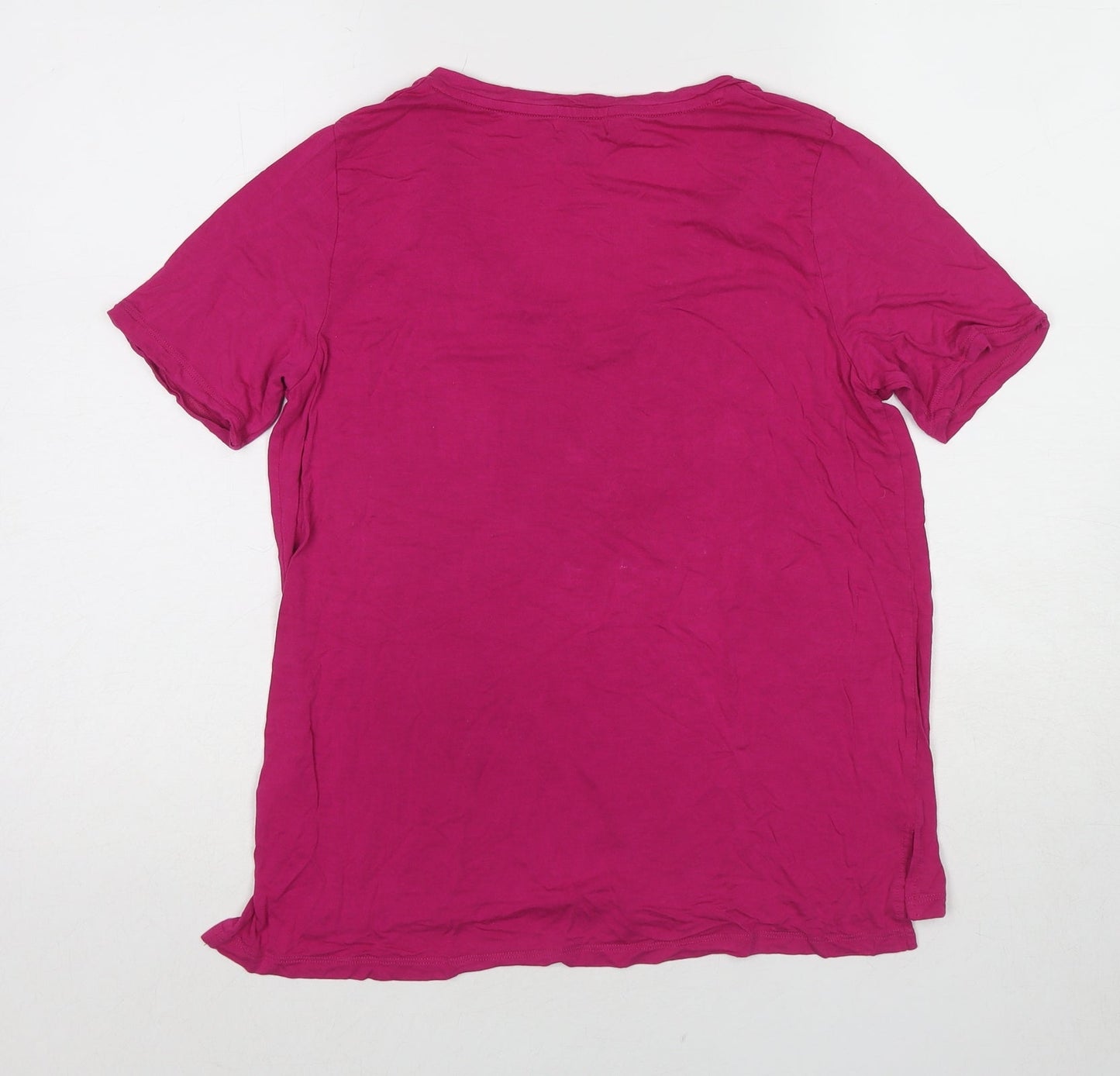 Old Navy Womens Pink Viscose Basic T-Shirt Size S V-Neck