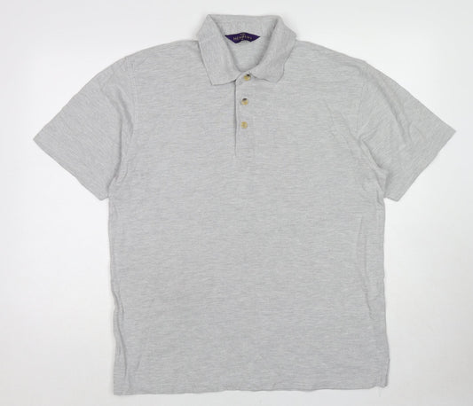 Henbury Mens Grey Cotton Polo Size XL Collared Pullover