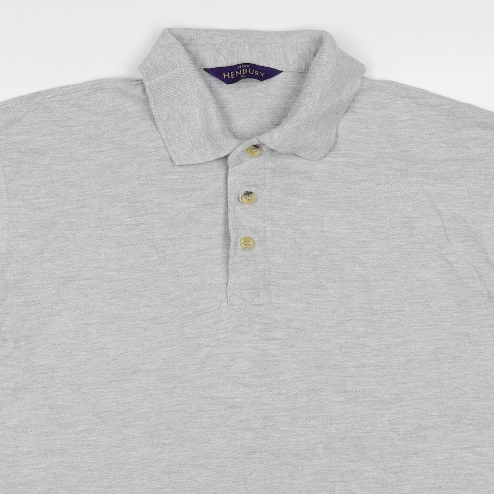 Henbury Mens Grey Cotton Polo Size XL Collared Pullover