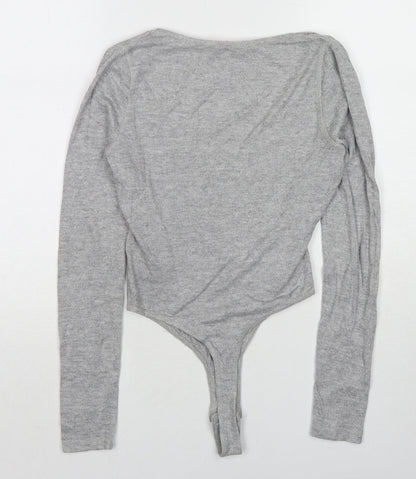 Boux Avenue Womens Grey Viscose Bodysuit One-Piece Size 10 Snap