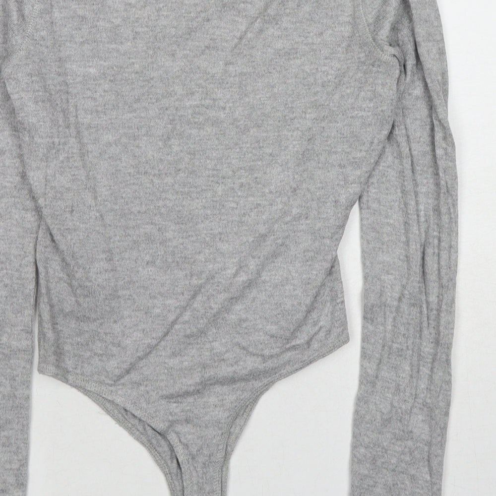Boux Avenue Womens Grey Viscose Bodysuit One-Piece Size 10 Snap