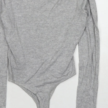 Boux Avenue Womens Grey Viscose Bodysuit One-Piece Size 10 Snap