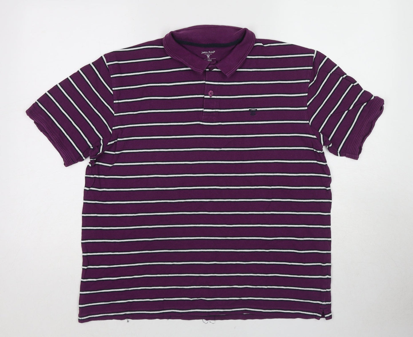 EWM Mens Purple Striped Cotton Polo Size L Collared Pullover