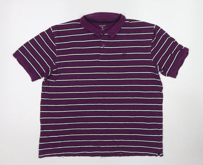 EWM Mens Purple Striped Cotton Polo Size L Collared Pullover