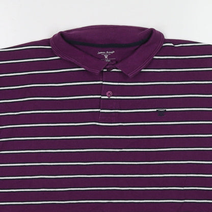EWM Mens Purple Striped Cotton Polo Size L Collared Pullover