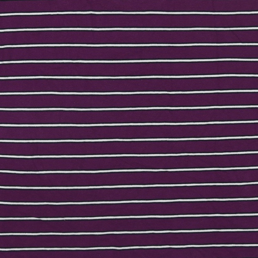 EWM Mens Purple Striped Cotton Polo Size L Collared Pullover