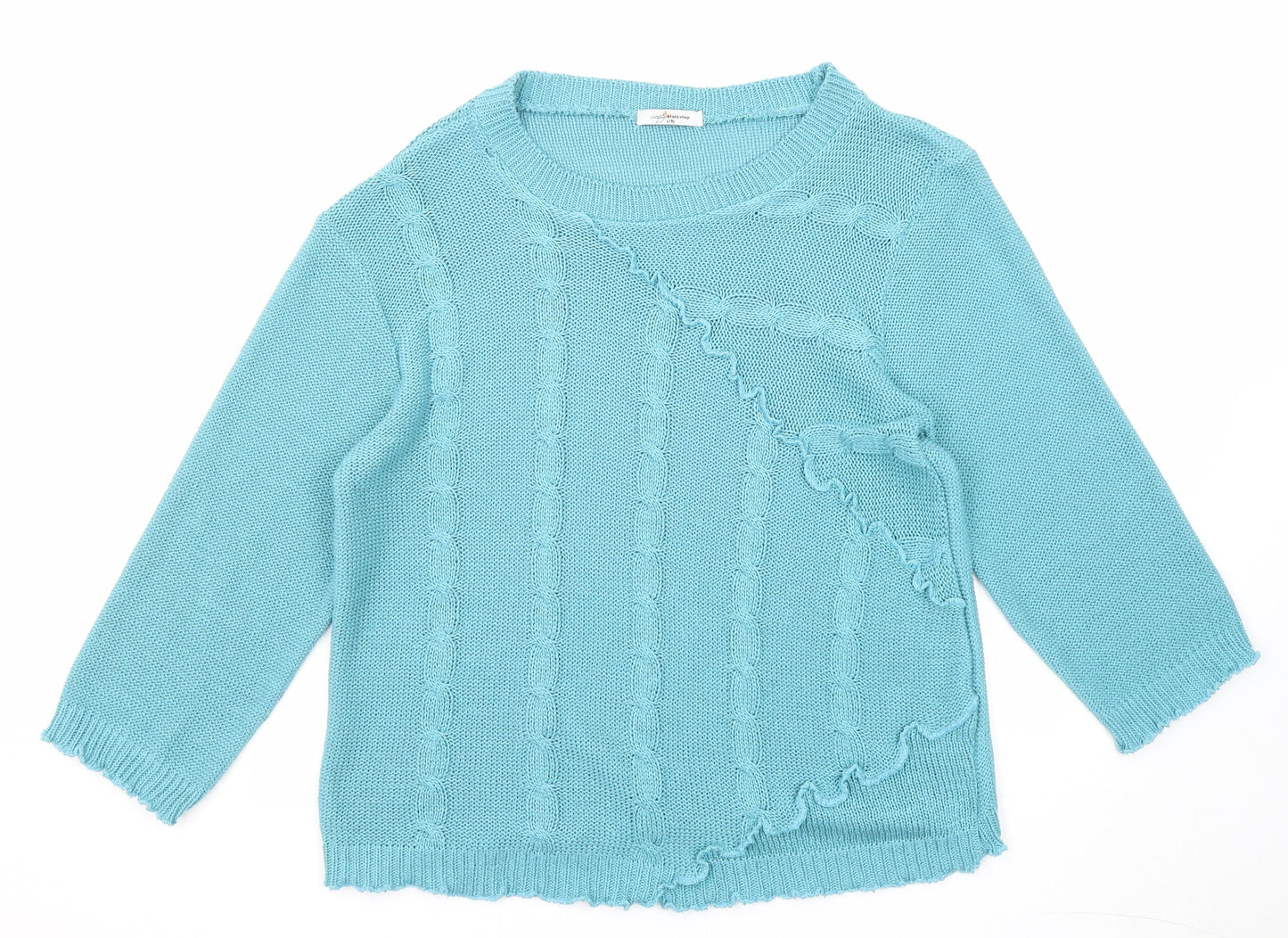 Simply Stockshop Womens Blue Round Neck Acrylic Pullover Jumper Size L - Size L-XL