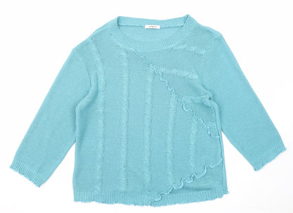 Simply Stockshop Womens Blue Round Neck Acrylic Pullover Jumper Size L - Size L-XL