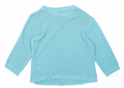Simply Stockshop Womens Blue Round Neck Acrylic Pullover Jumper Size L - Size L-XL