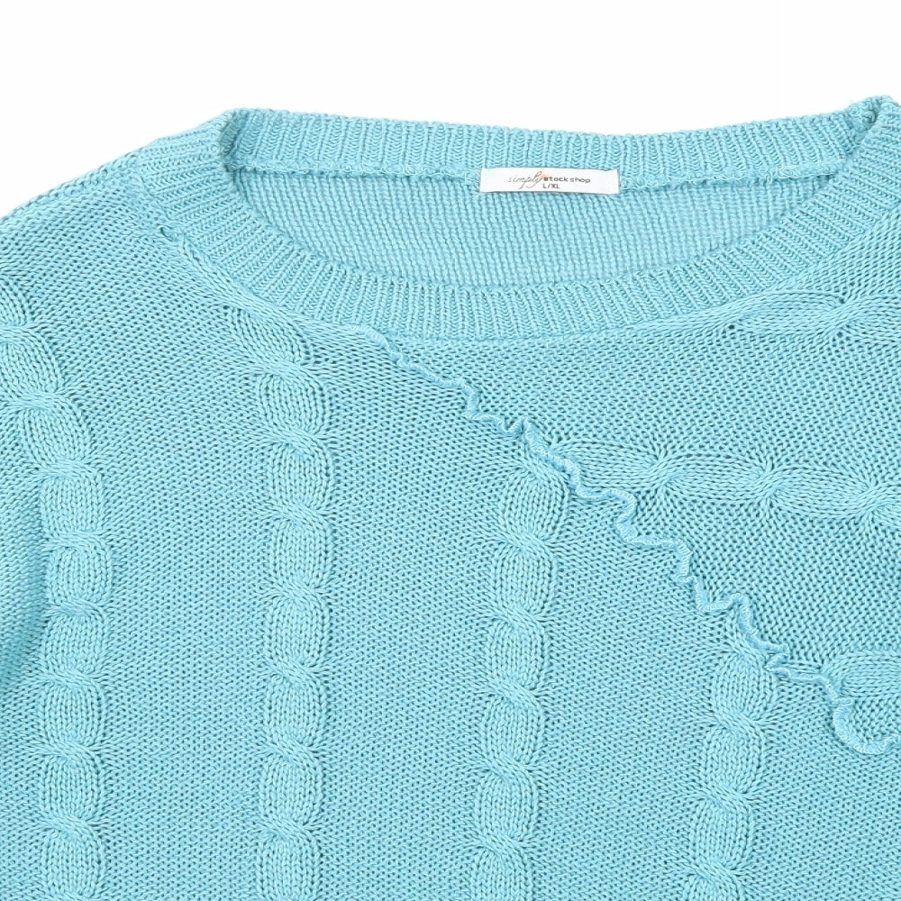 Simply Stockshop Womens Blue Round Neck Acrylic Pullover Jumper Size L - Size L-XL