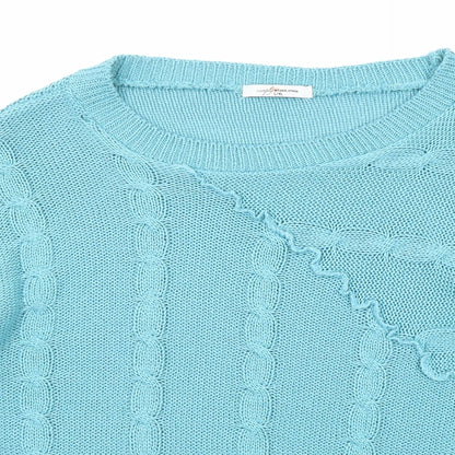 Simply Stockshop Womens Blue Round Neck Acrylic Pullover Jumper Size L - Size L-XL