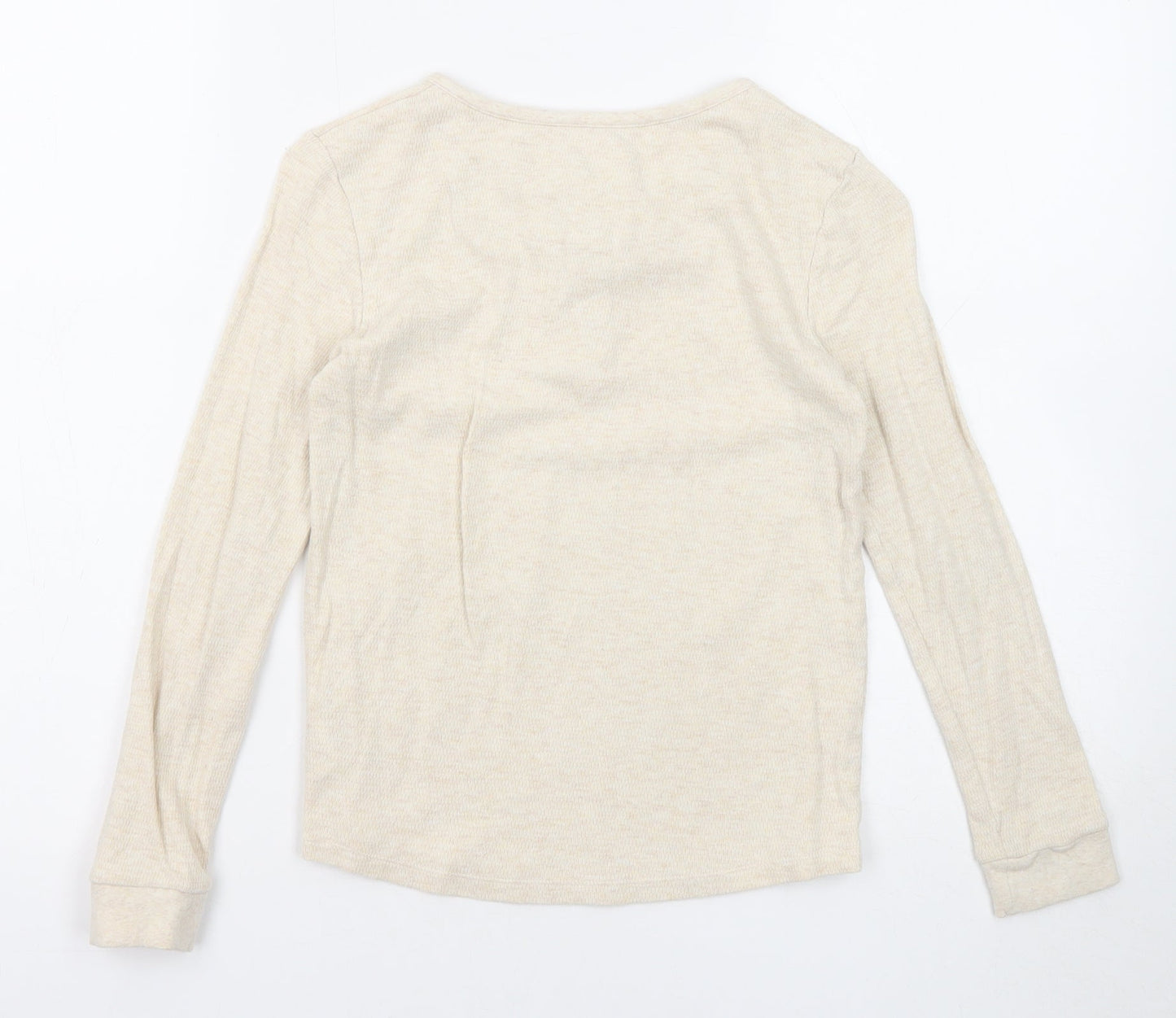 Marks and Spencer Girls Beige Round Neck Cotton Pullover Jumper Size 10-11 Years Pullover