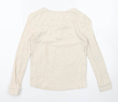 Marks and Spencer Girls Beige Round Neck Cotton Pullover Jumper Size 10-11 Years Pullover