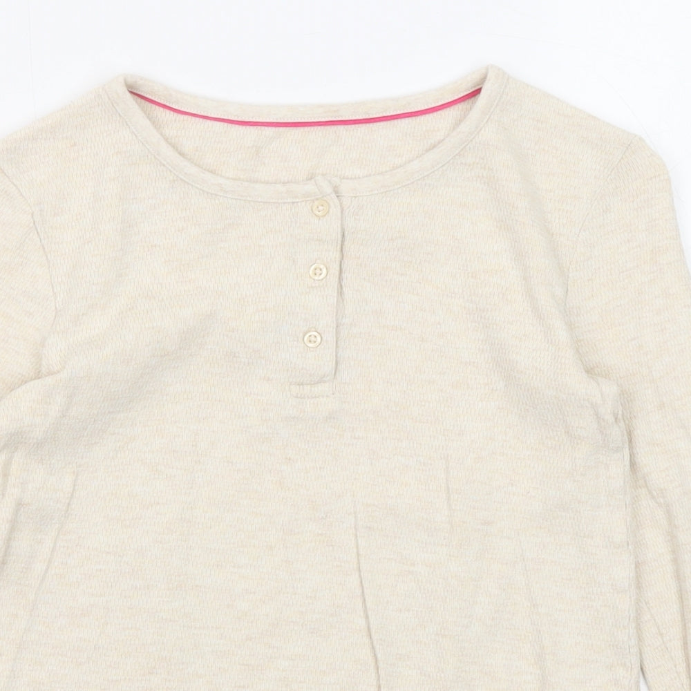 Marks and Spencer Girls Beige Round Neck Cotton Pullover Jumper Size 10-11 Years Pullover